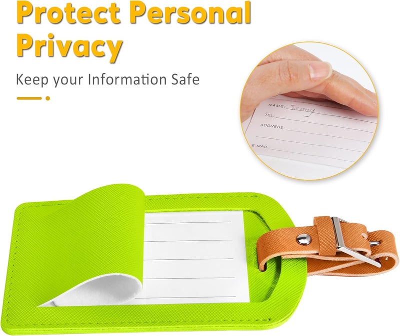 Airkit 3 Pack Luggage Tags for Suitcases, TSA Approved Bag Tags, Baggage Tags with Privacy Protection, Travel Essentials Luggage Accessories, Neon Green & Brown - Image 3